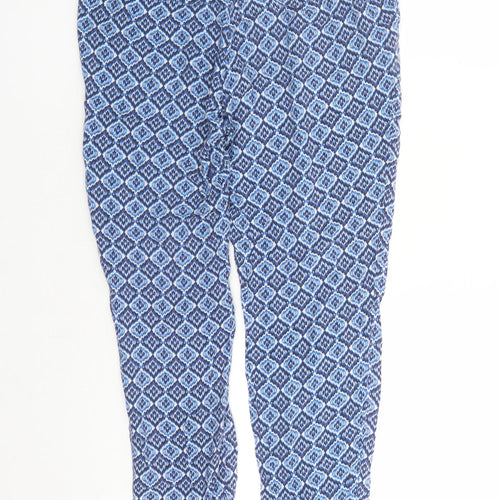 Best Mountain Womens Blue Geometric Polyester Chino Trousers Size S L26 in Regular Drawstring - Elasticated Waist