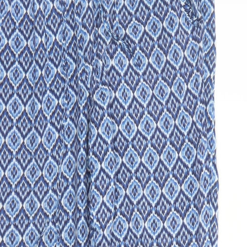 Best Mountain Womens Blue Geometric Polyester Chino Trousers Size S L26 in Regular Drawstring - Elasticated Waist