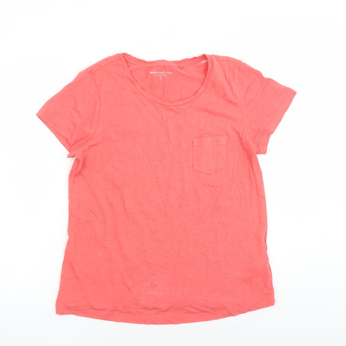 Principles Womens Orange 100% Cotton Basic T-Shirt Size 12 Round Neck - Pocket Detail