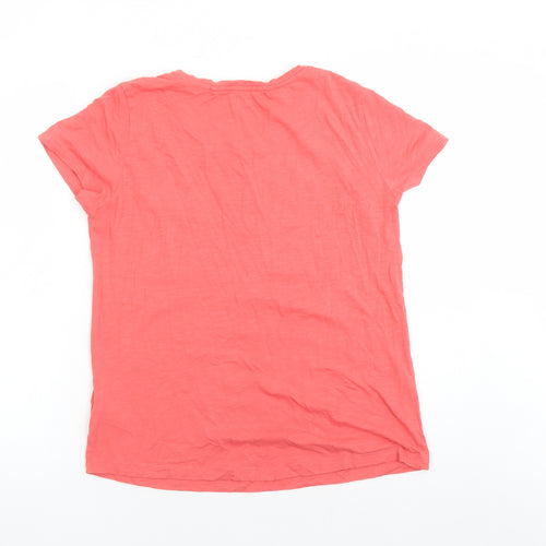 Principles Womens Orange 100% Cotton Basic T-Shirt Size 12 Round Neck - Pocket Detail