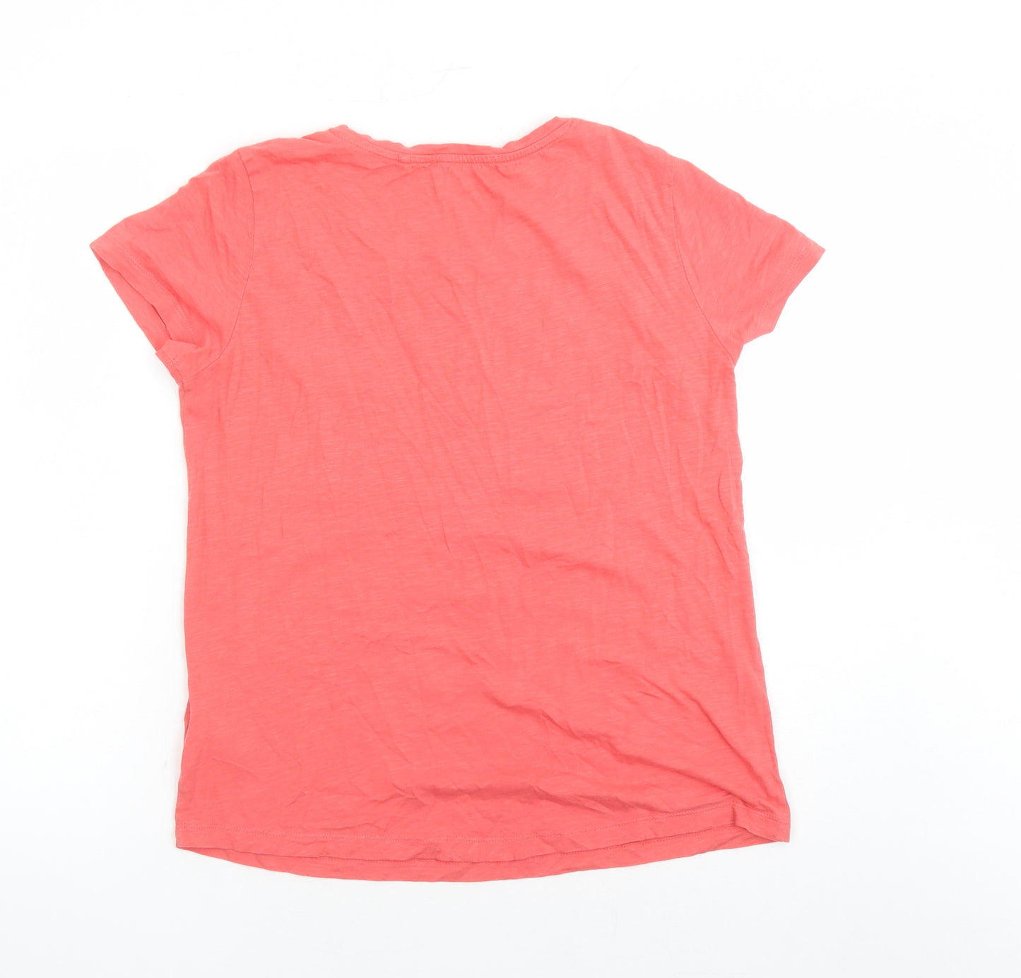 Principles Womens Orange 100% Cotton Basic T-Shirt Size 12 Round Neck - Pocket Detail