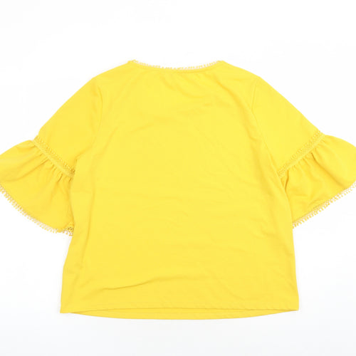 Per Una Womens Yellow Polyester Basic Blouse Size 14 Round Neck