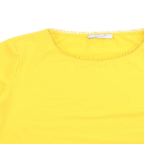 Per Una Womens Yellow Polyester Basic Blouse Size 14 Round Neck