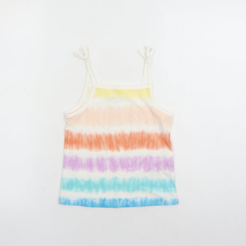 Marks and Spencer Girls Multicoloured Cotton Camisole Tank Size 4-5 Years Square Neck Pullover - Tie Dye Effect