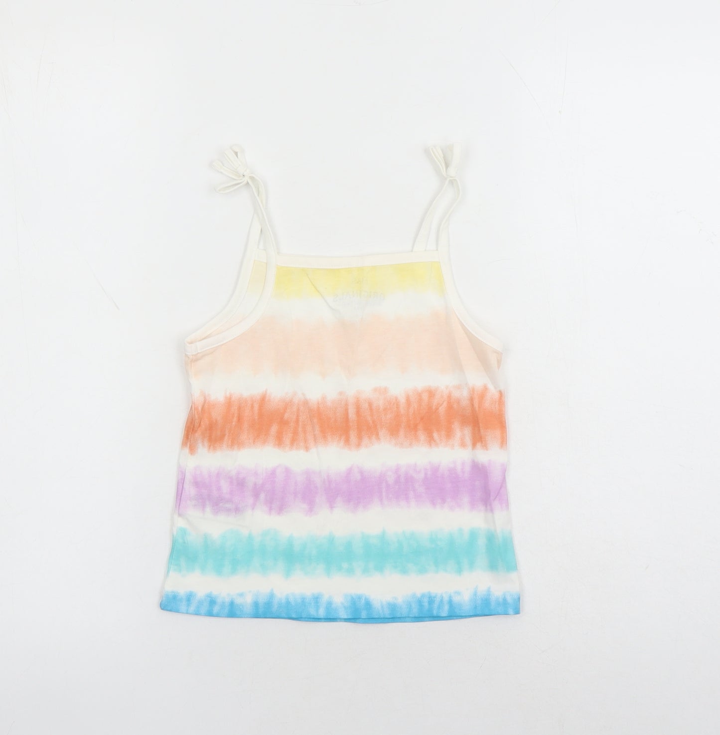 Marks and Spencer Girls Multicoloured Cotton Camisole Tank Size 4-5 Years Square Neck Pullover - Tie Dye Effect