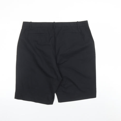Marks and Spencer Womens Black Cotton Chino Shorts Size 22 L10 in Regular Zip - Pockets