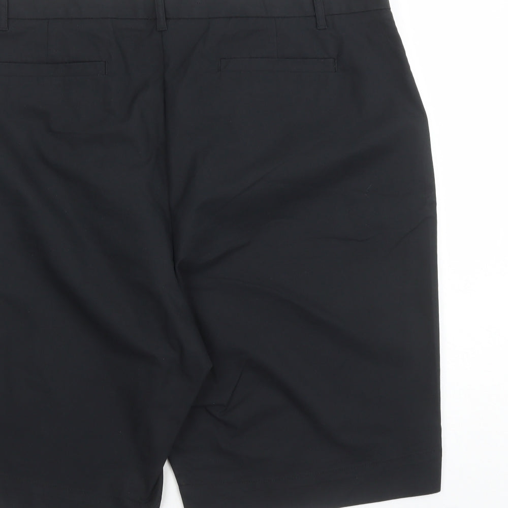 Marks and Spencer Womens Black Cotton Chino Shorts Size 22 L10 in Regular Zip - Pockets