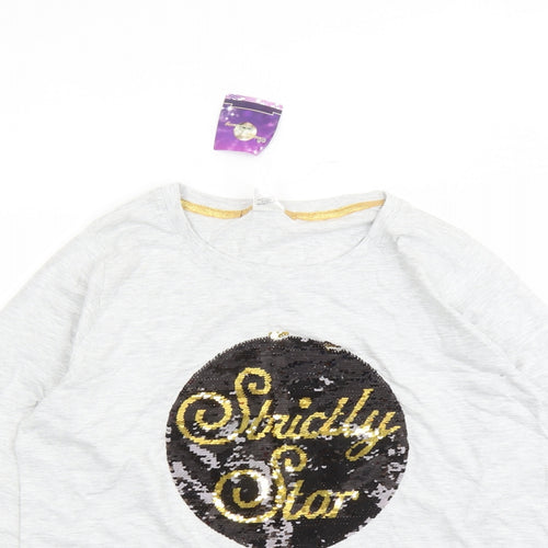 Strictly Come Dancing Womens Grey Solid Cotton Top Pyjama Top Size 16 - Sequin Detail Size 16-18