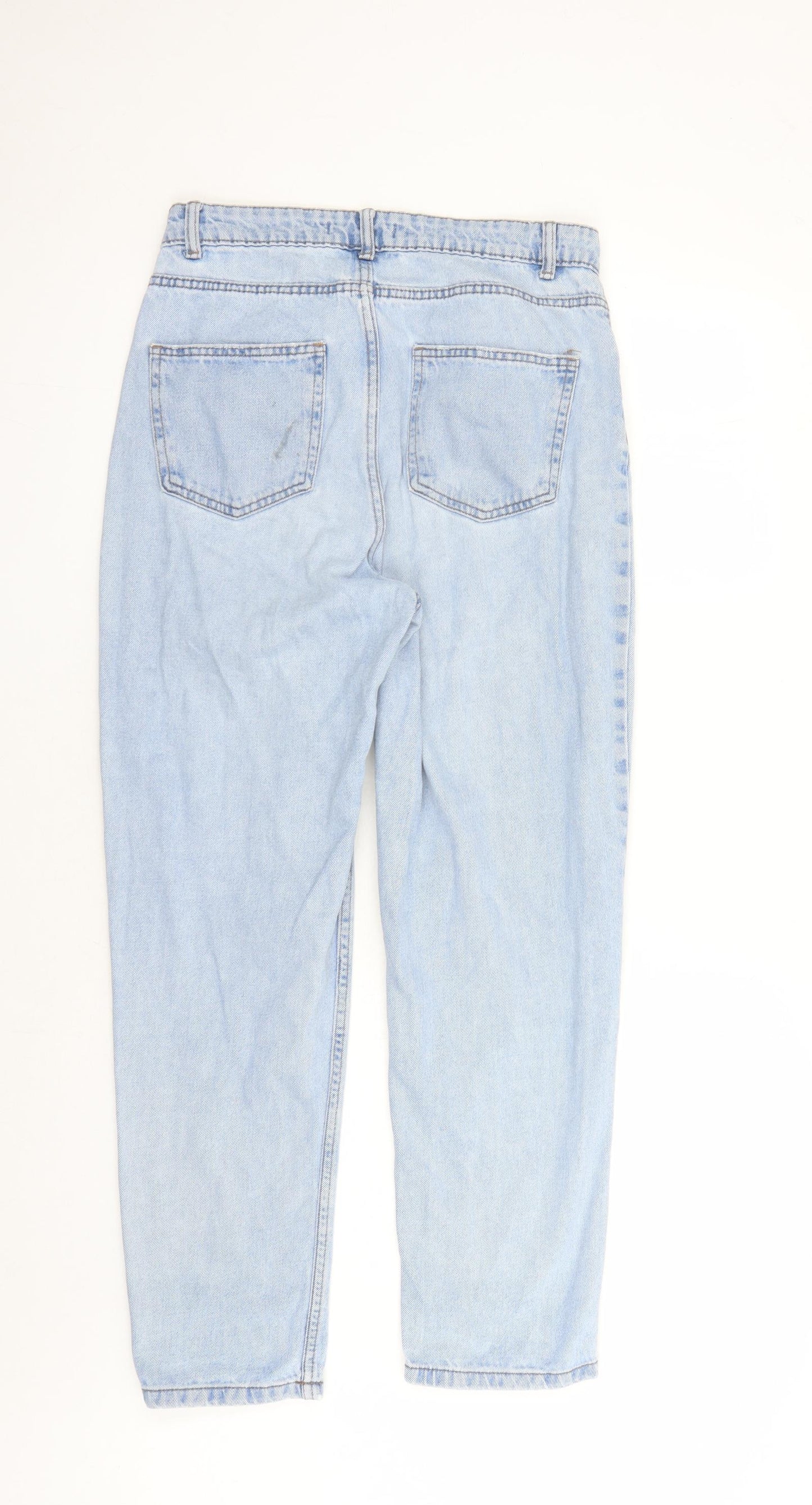 Denim & Co. Womens Blue Cotton Straight Jeans Size 10 L29 in Regular Zip - Pockets