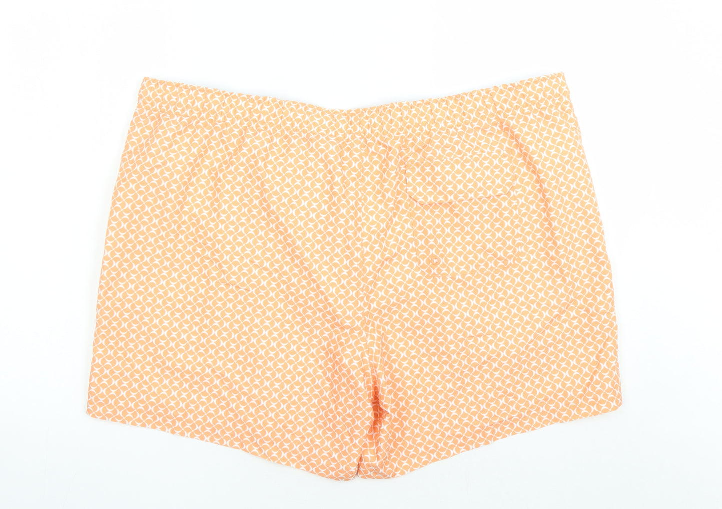 Marks and Spencer Mens Orange Geometric Polyester Sweat Shorts Size 3XL L6 in Regular Drawstring - Elasticated Waist Swim Shorts Pockets