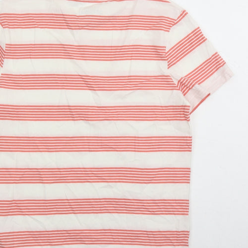 Marks and Spencer Boys White Striped Cotton Basic T-Shirt Size 12-13 Years Crew Neck Pullover