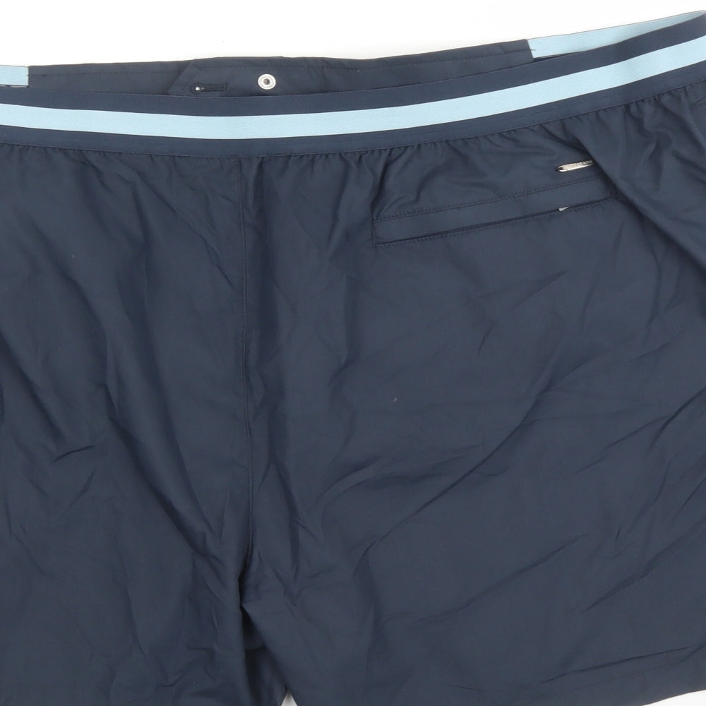 Autograph Mens Blue Polyester Sweat Shorts Size 3XL L6 in Regular Zip - Elasticated Waist Swim Shorts Pockets