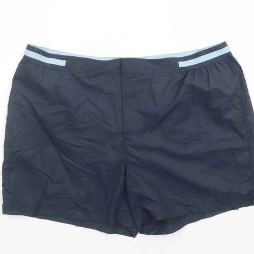 Autograph Mens Blue Polyester Sweat Shorts Size 3XL L6 in Regular Zip - Elasticated Waist Swim Shorts Pockets