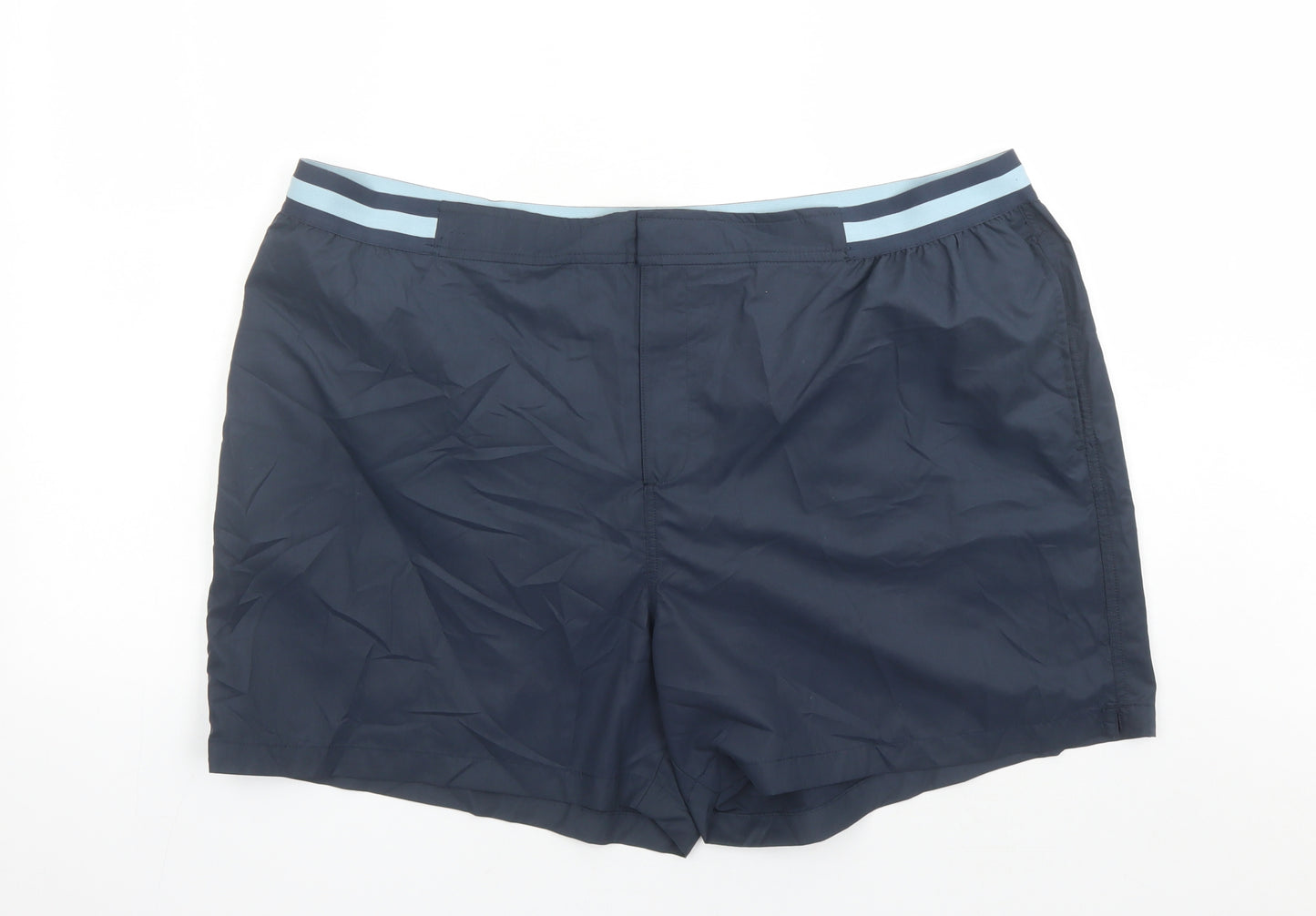 Autograph Mens Blue Polyester Sweat Shorts Size 3XL L6 in Regular Zip - Elasticated Waist Swim Shorts Pockets