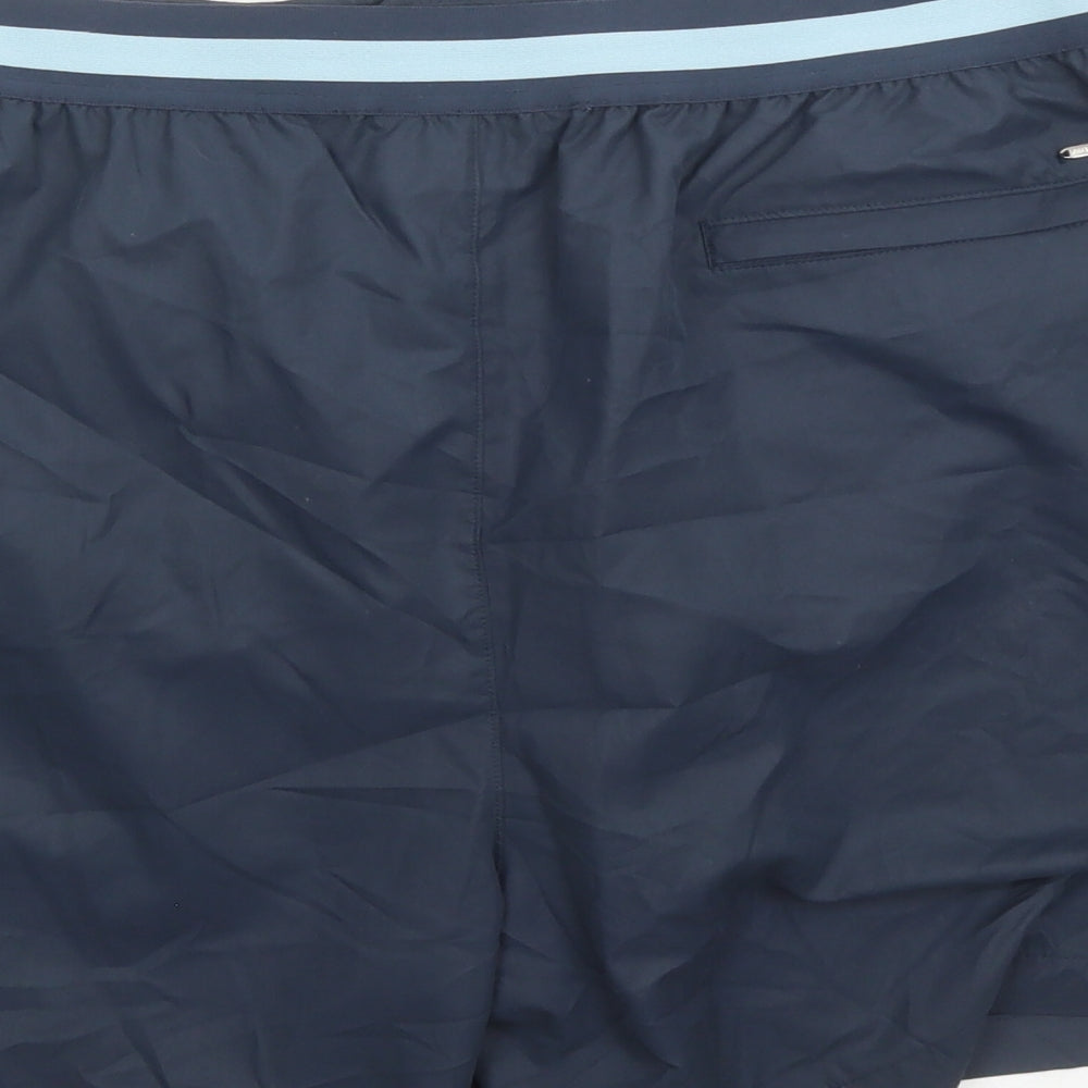 Autograph Mens Blue Polyester Sweat Shorts Size 3XL L6 in Regular Zip - Elasticated Waist Swim Shorts Pockets