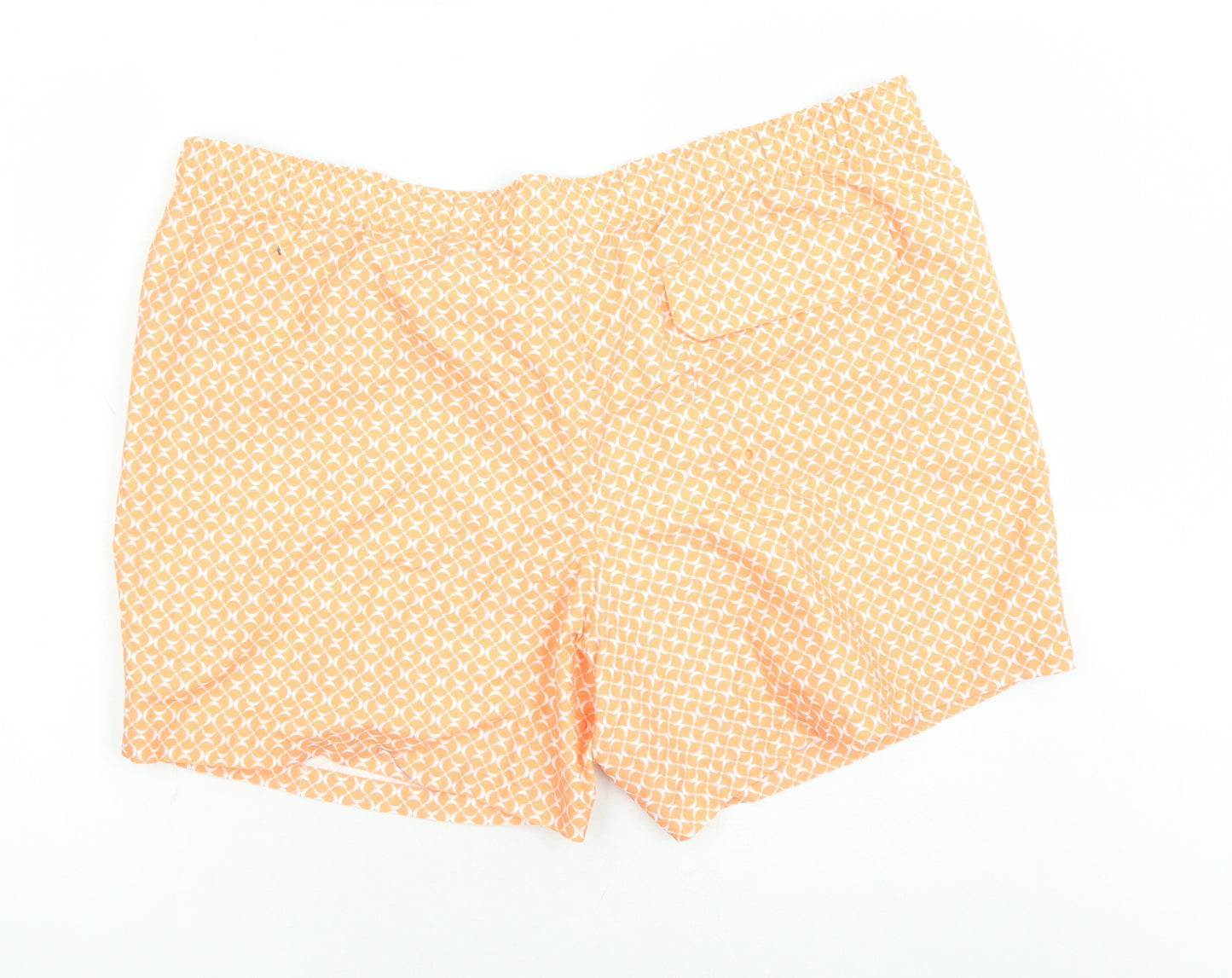 Marks and Spencer Mens Orange Geometric Polyester Sweat Shorts Size 3XL L6 in Regular Drawstring - Elasticated Waist Swim Shorts Pockets