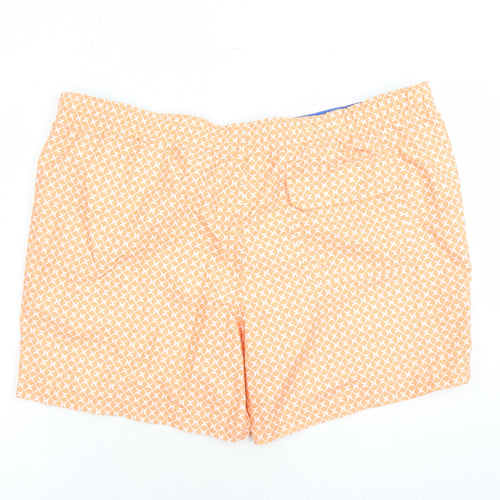 Marks and Spencer Mens Orange Geometric Polyester Sweat Shorts Size 3XL L6 in Regular Drawstring - Elasticated Waist Swim Shorts Pockets