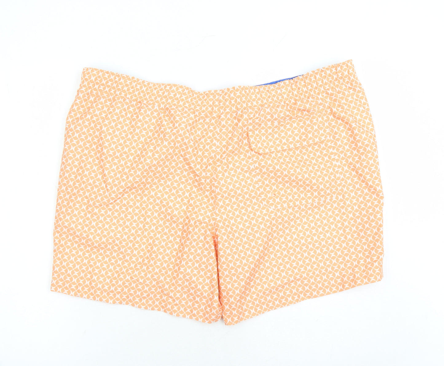 Marks and Spencer Mens Orange Geometric Polyester Sweat Shorts Size 3XL L6 in Regular Drawstring - Elasticated Waist Swim Shorts Pockets