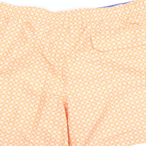 Marks and Spencer Mens Orange Geometric Polyester Sweat Shorts Size 3XL L6 in Regular Drawstring - Elasticated Waist Swim Shorts Pockets