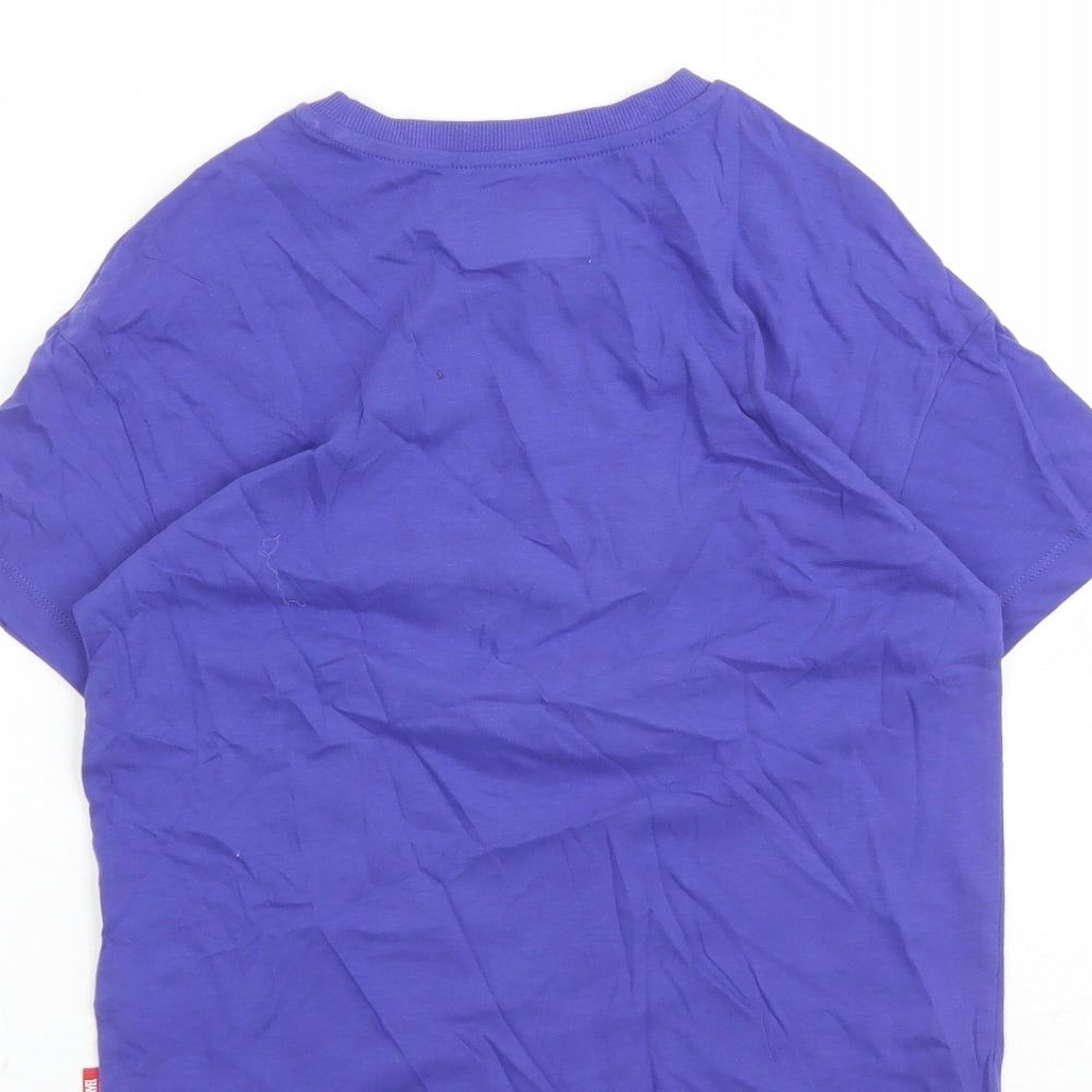 Marks and Spencer Girls Purple Cotton Basic T-Shirt Size 8-9 Years Crew Neck Pullover - Marvel