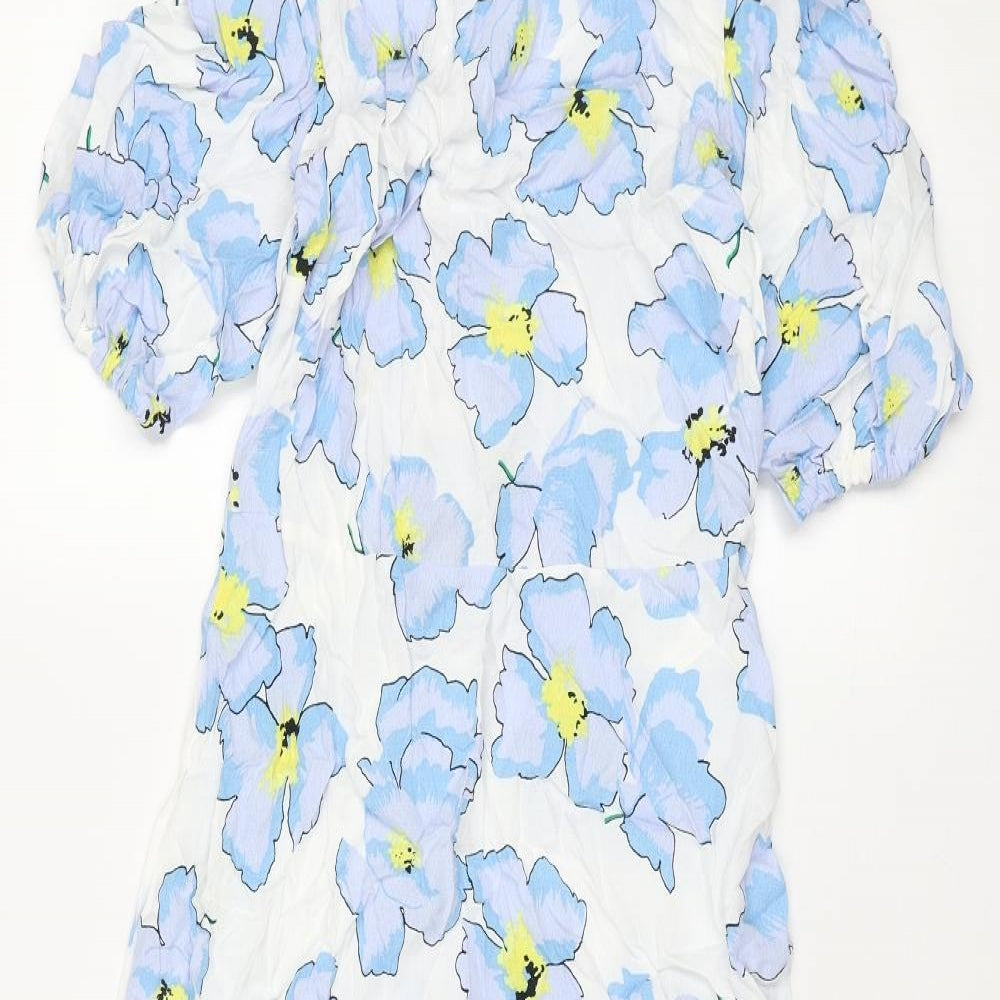 Marks and Spencer Womens Multicoloured Floral Viscose Shift Size 8 Round Neck Zip