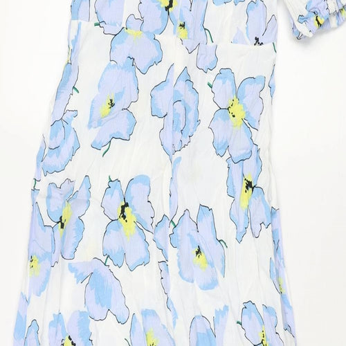 Marks and Spencer Womens Multicoloured Floral Viscose Shift Size 8 Round Neck Zip