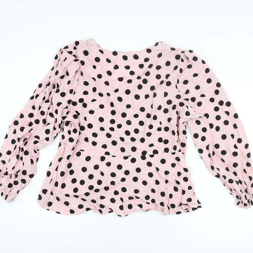 Marks and Spencer Womens Pink Polka Dot Viscose Basic Blouse Size 20 V-Neck