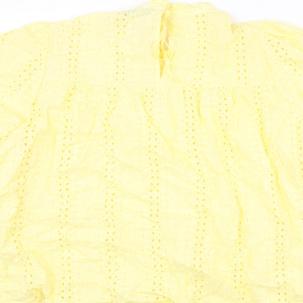 Marks and Spencer Womens Yellow Cotton Basic Blouse Size 22 Mock Neck
