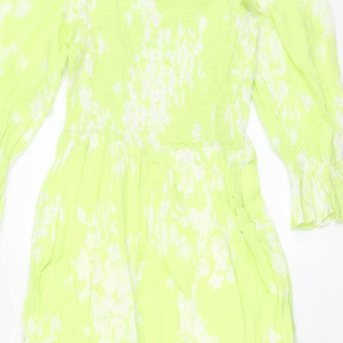 Marks and Spencer Womens Green Floral Viscose Shift Size 12 Scoop Neck Pullover