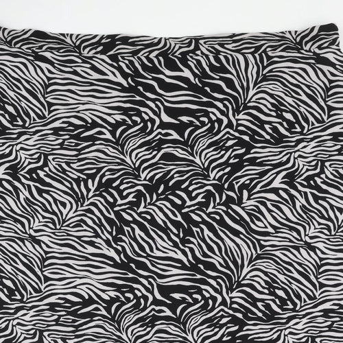 Marks and Spencer Womens Black Animal Print Polyester A-Line Skirt Size 24 - Lace Trim Zebra Print