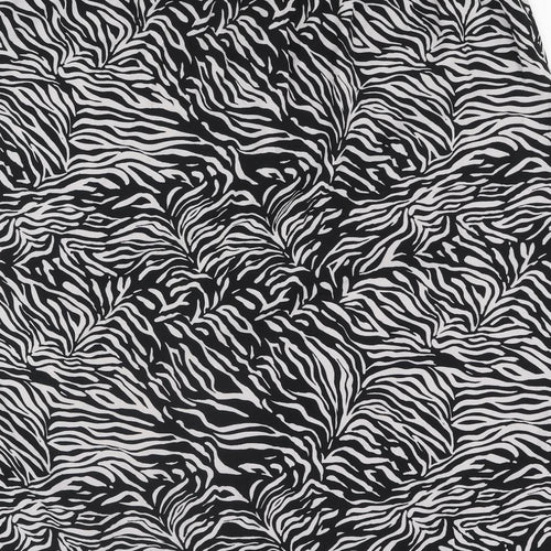 Marks and Spencer Womens Black Animal Print Polyester A-Line Skirt Size 24 - Lace Trim Zebra Print