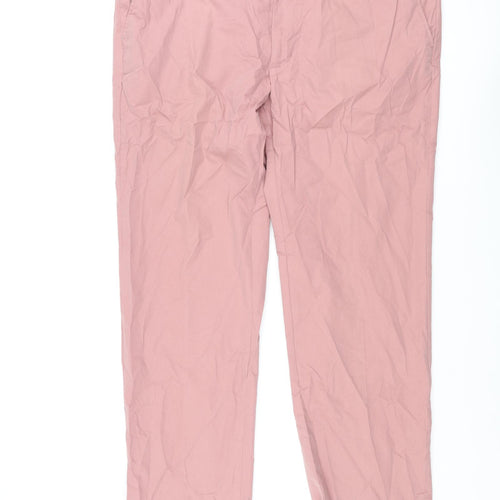 Marks and Spencer Mens Pink Cotton Trousers Size 42 in L33 in Regular Zip