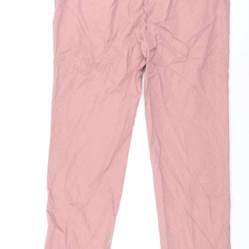 Marks and Spencer Mens Pink Cotton Trousers Size 42 in L33 in Regular Zip