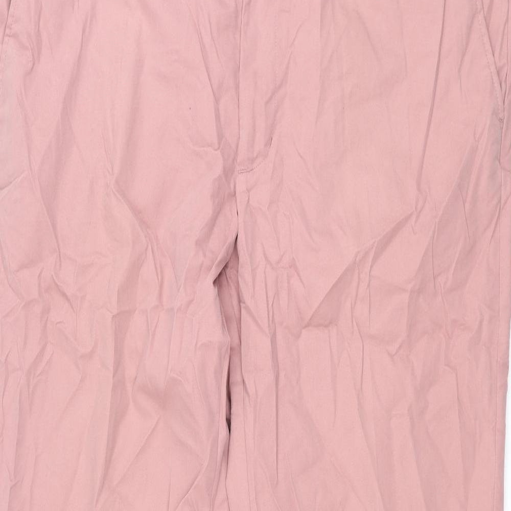 Marks and Spencer Mens Pink Cotton Trousers Size 42 in L33 in Regular Zip