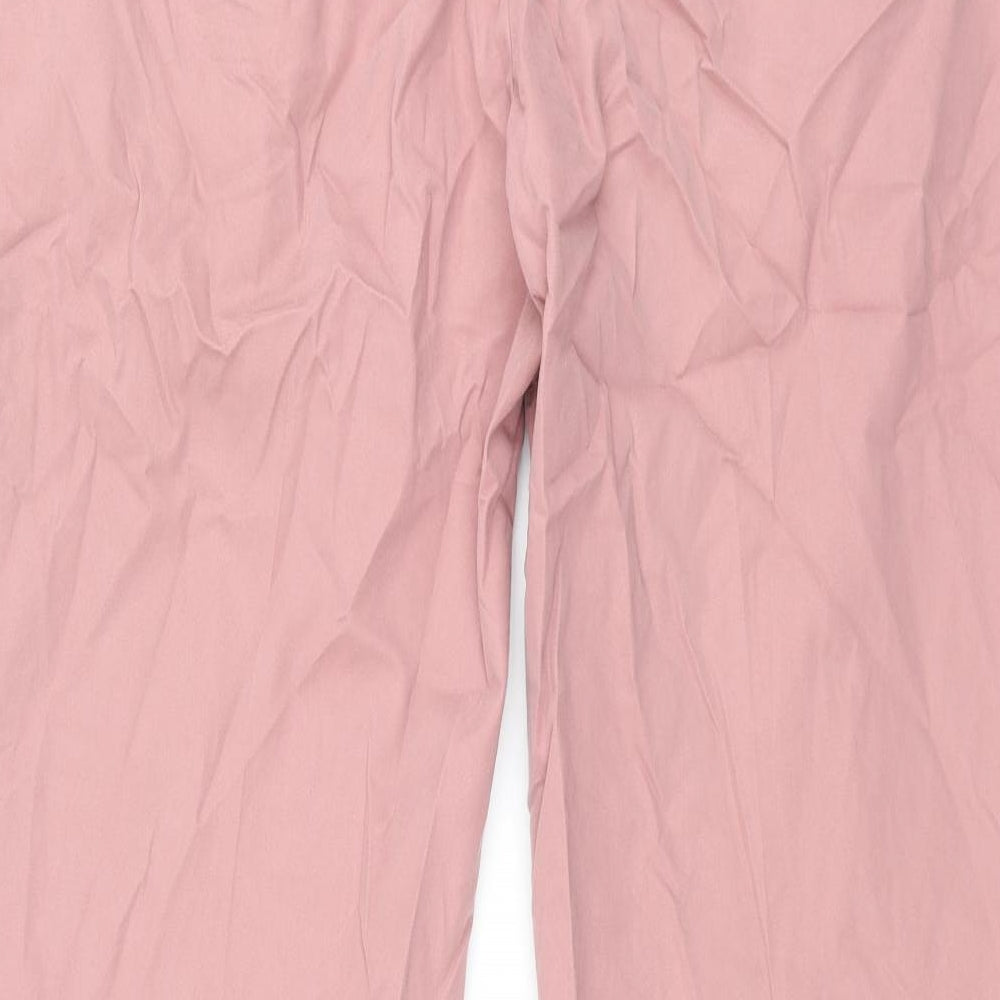 Marks and Spencer Mens Pink Cotton Trousers Size 42 in L33 in Regular Zip