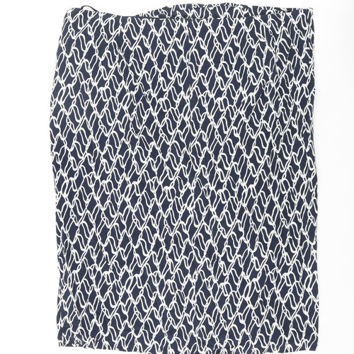 Autograph Womens Blue Geometric Cupro Wrap Skirt Size 24 Zip