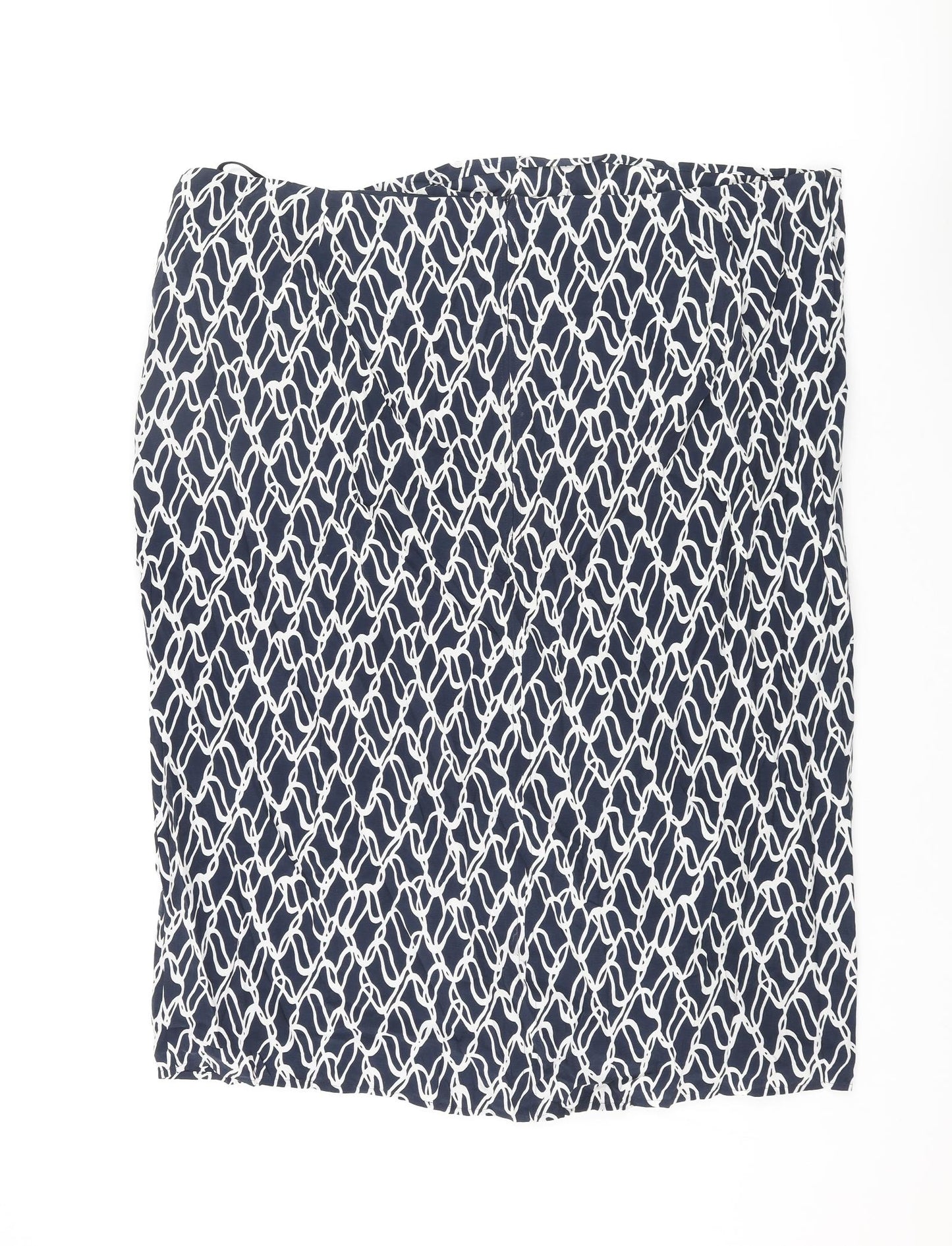 Autograph Womens Blue Geometric Cupro Wrap Skirt Size 24 Zip