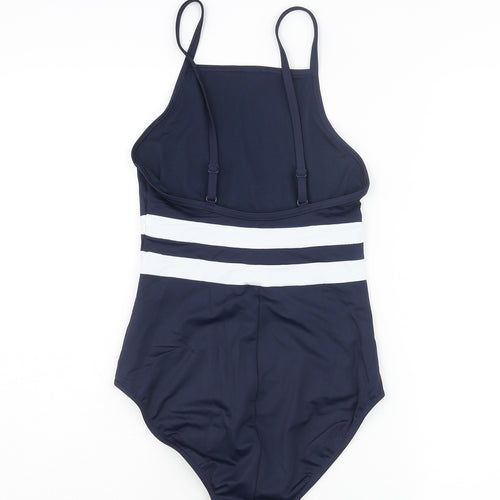 Marks and Spencer Womens Blue Colourblock Polyamide One Piece Size 8