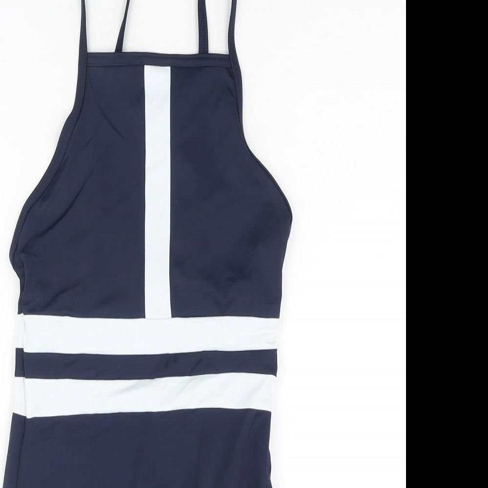 Marks and Spencer Womens Blue Colourblock Polyamide One Piece Size 8