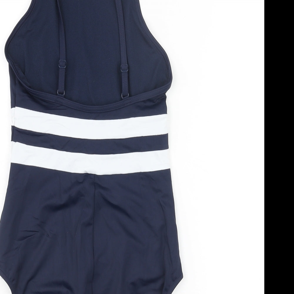 Marks and Spencer Womens Blue Colourblock Polyamide One Piece Size 8