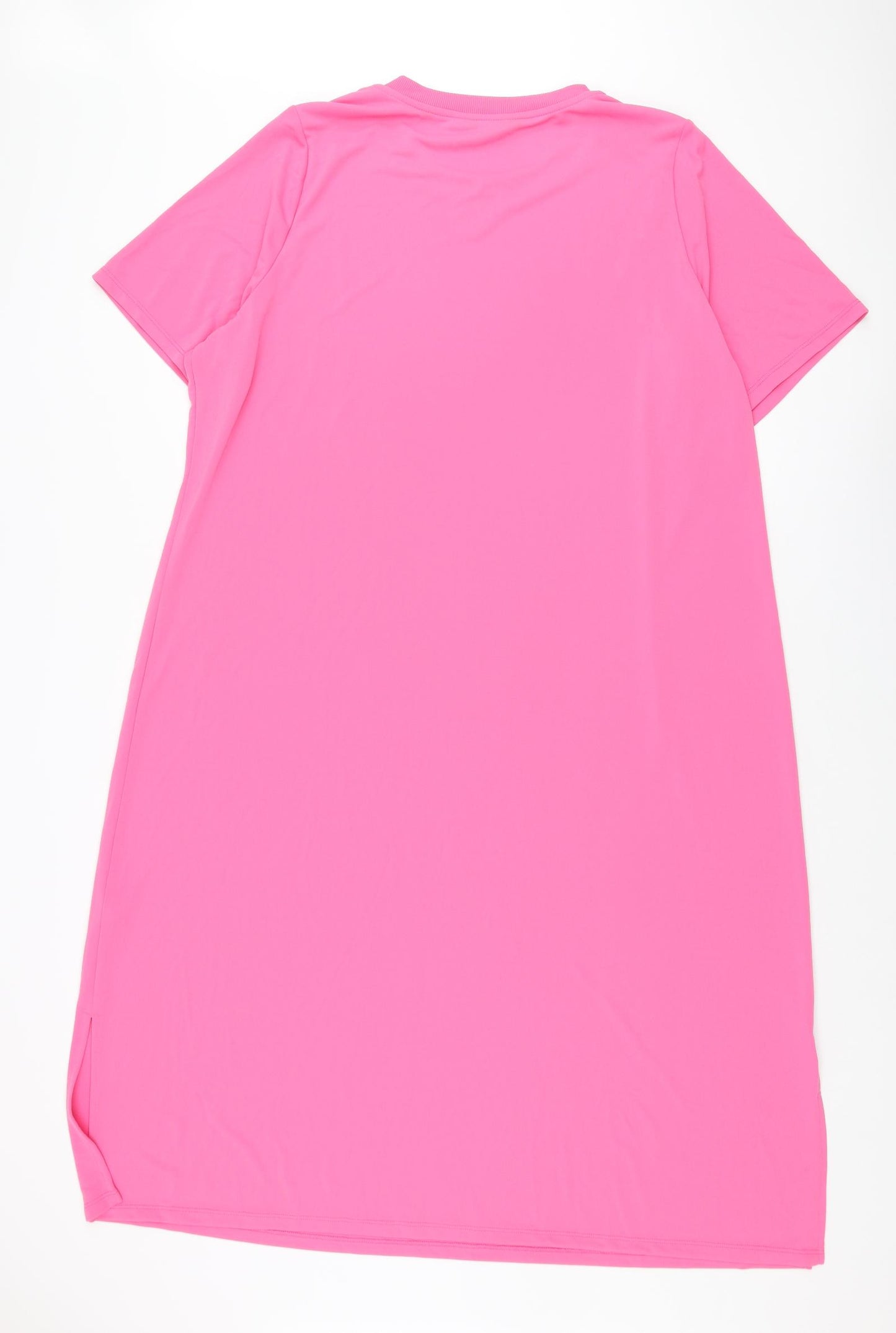 Marks and Spencer Womens Pink Polyester T-Shirt Dress Size 22 Round Neck Pullover