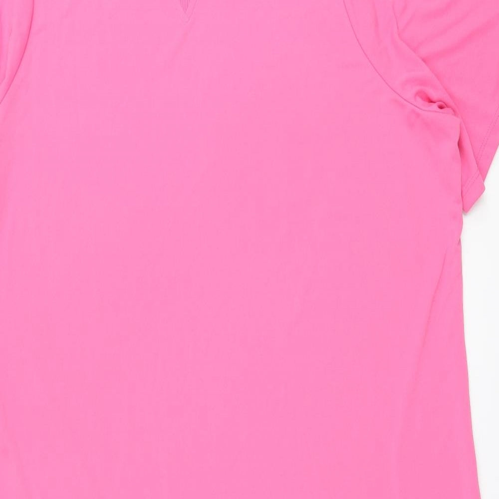 Marks and Spencer Womens Pink Polyester T-Shirt Dress Size 22 Round Neck Pullover