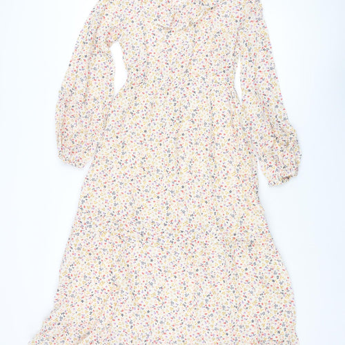 Marks and Spencer Womens Multicoloured Floral Cotton Shift Size 6 Collared Pullover