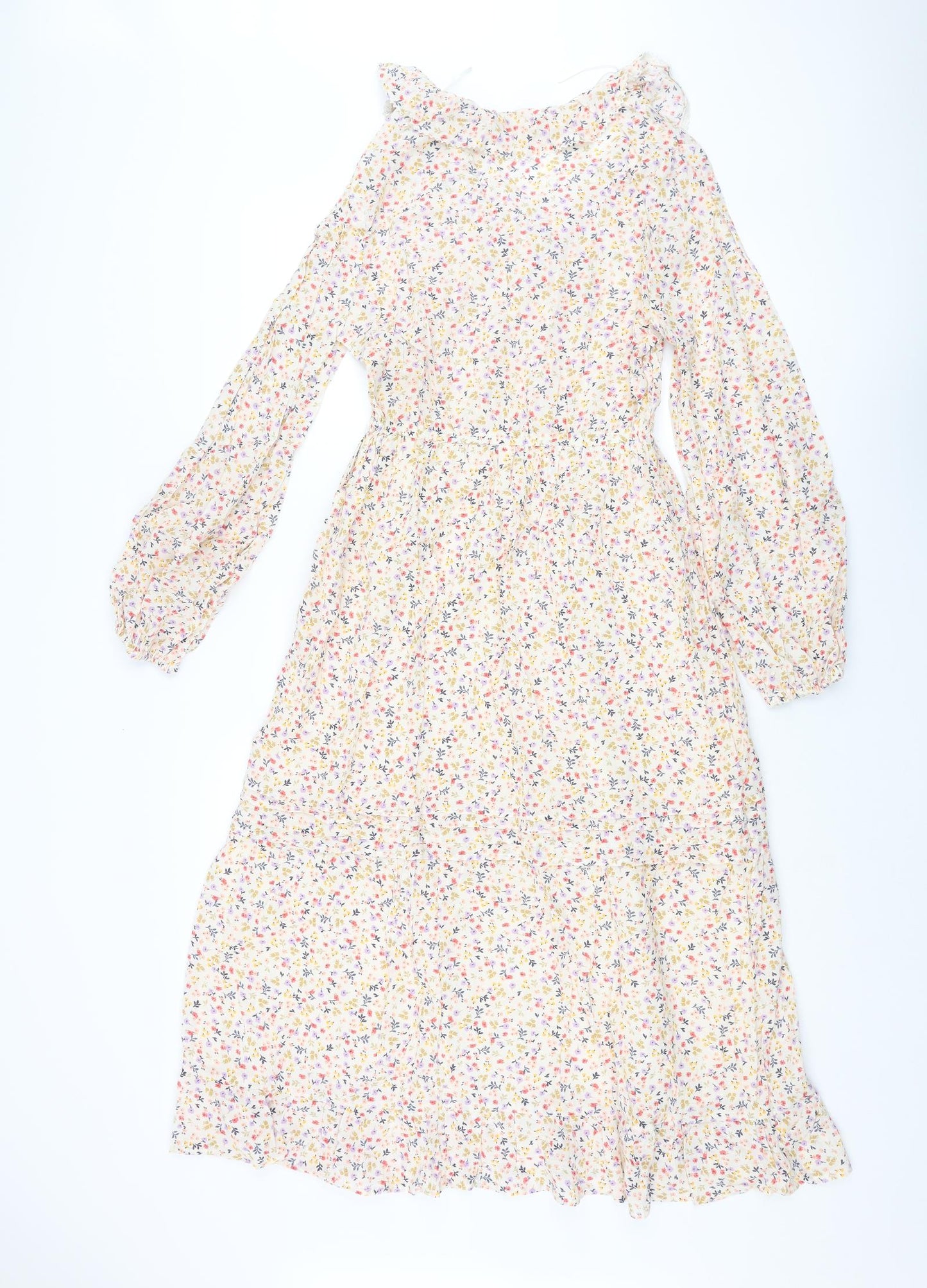 Marks and Spencer Womens Multicoloured Floral Cotton Shift Size 6 Collared Pullover