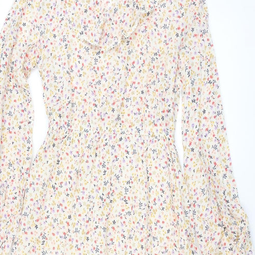 Marks and Spencer Womens Multicoloured Floral Cotton Shift Size 6 Collared Pullover