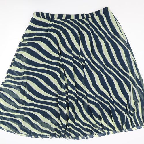 Marks and Spencer Womens Multicoloured Geometric Polyester Pleated Skirt Size 22