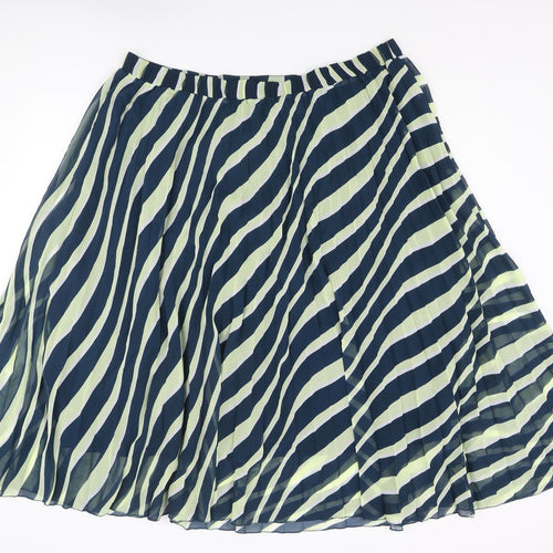 Marks and Spencer Womens Multicoloured Geometric Polyester Pleated Skirt Size 22