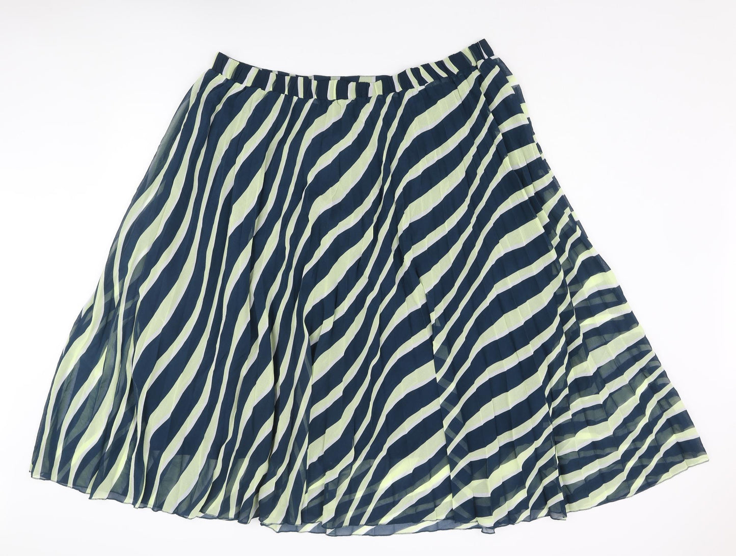 Marks and Spencer Womens Multicoloured Geometric Polyester Pleated Skirt Size 22