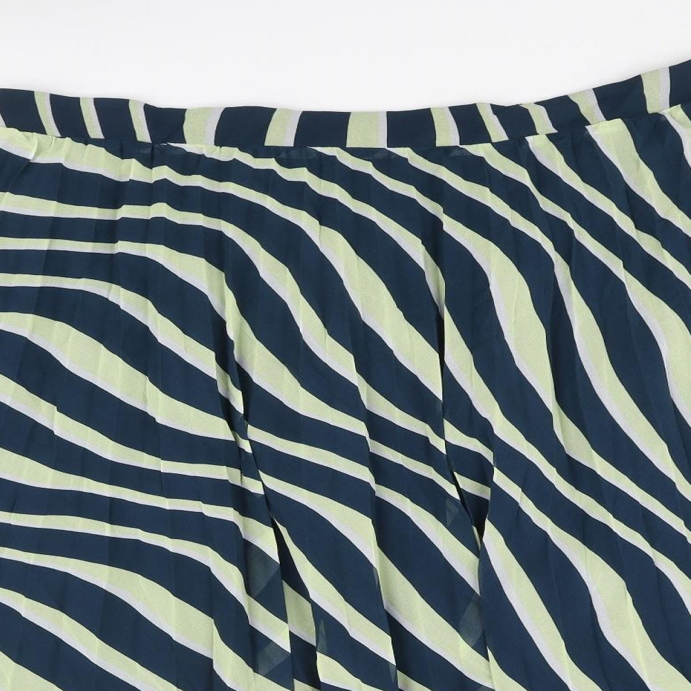 Marks and Spencer Womens Multicoloured Geometric Polyester Pleated Skirt Size 22