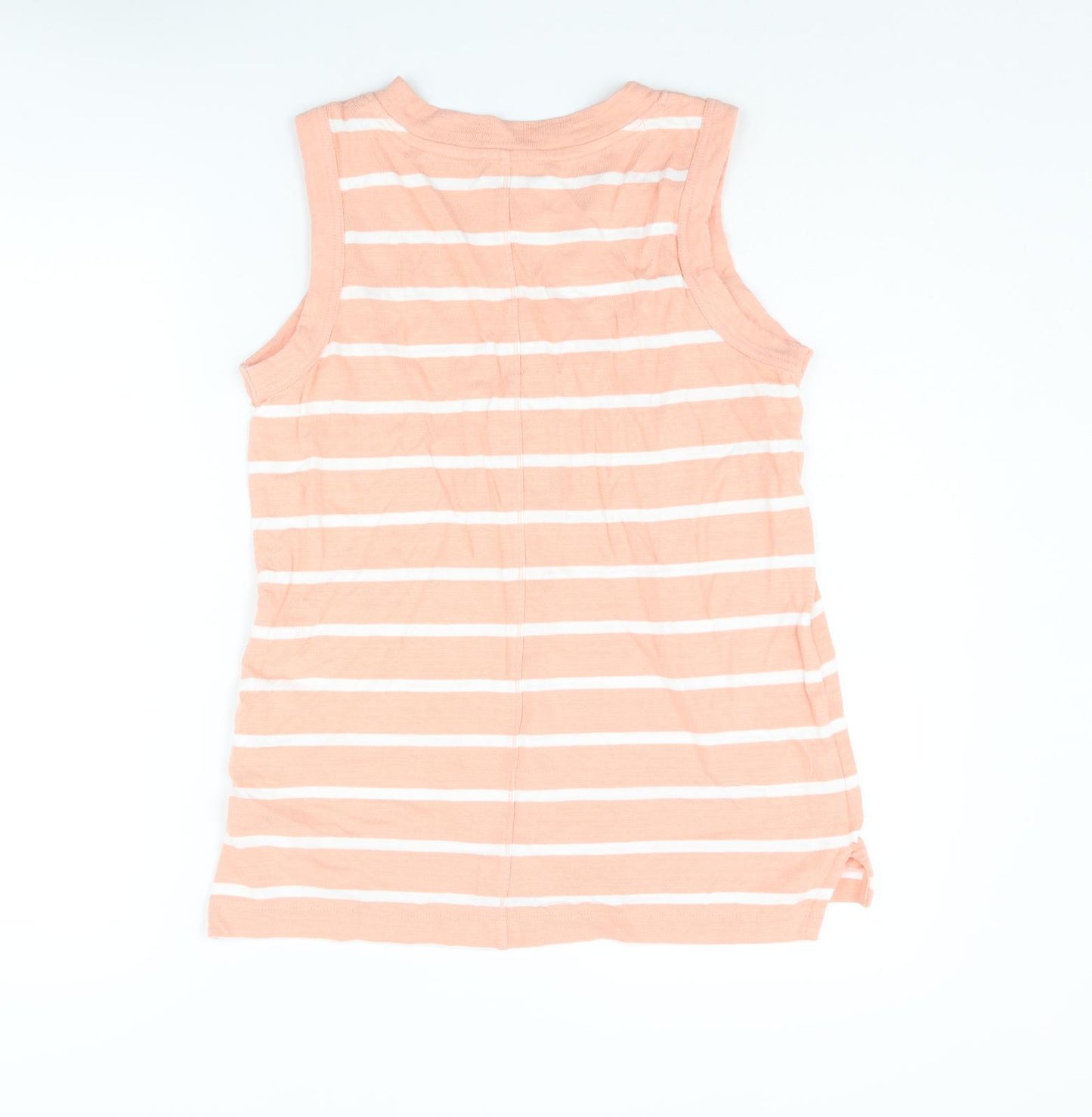 Marks and Spencer Womens Pink Striped Cotton Basic Tank Size 10 Round Neck